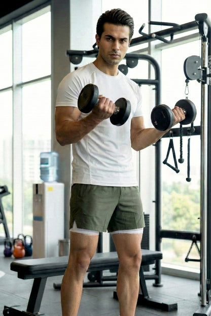 Velocity 7" Army Green Shorts (With Compression)